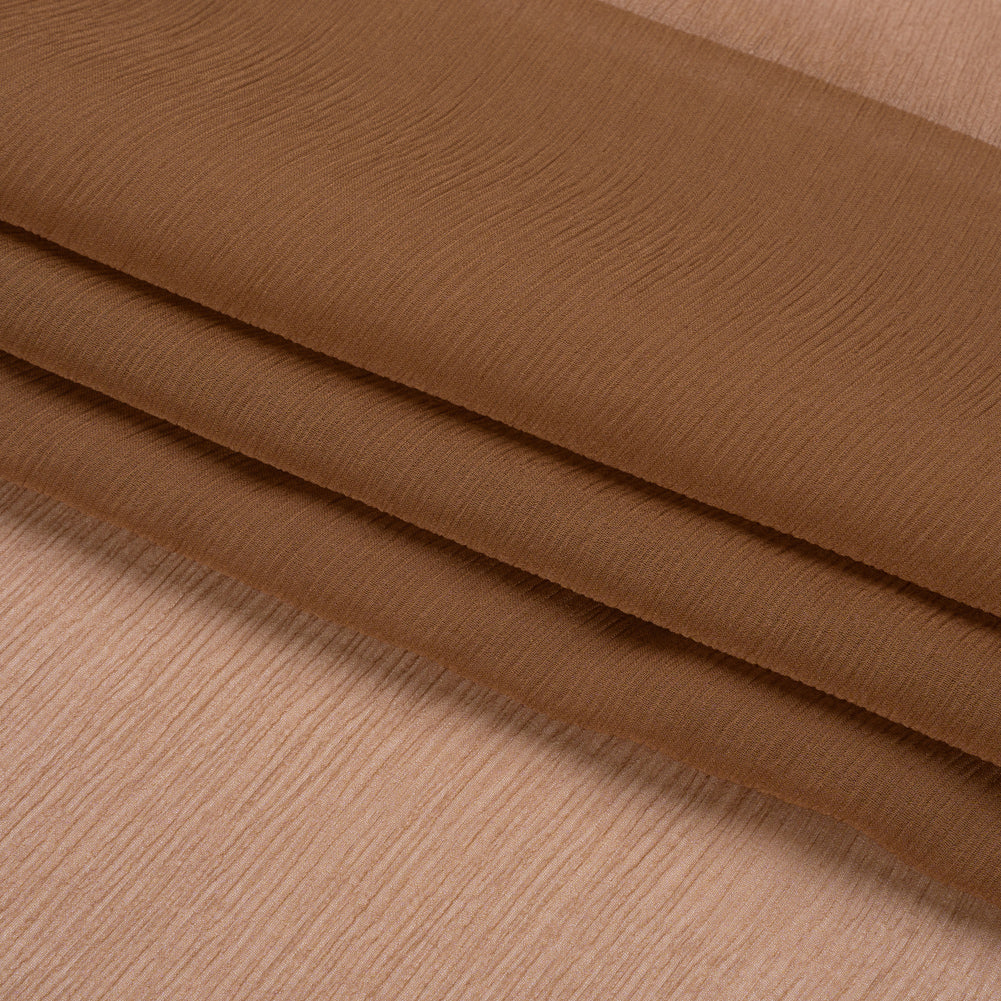 Crinkled Silk Chiffon - Light Brown - Premium Collection - Folded