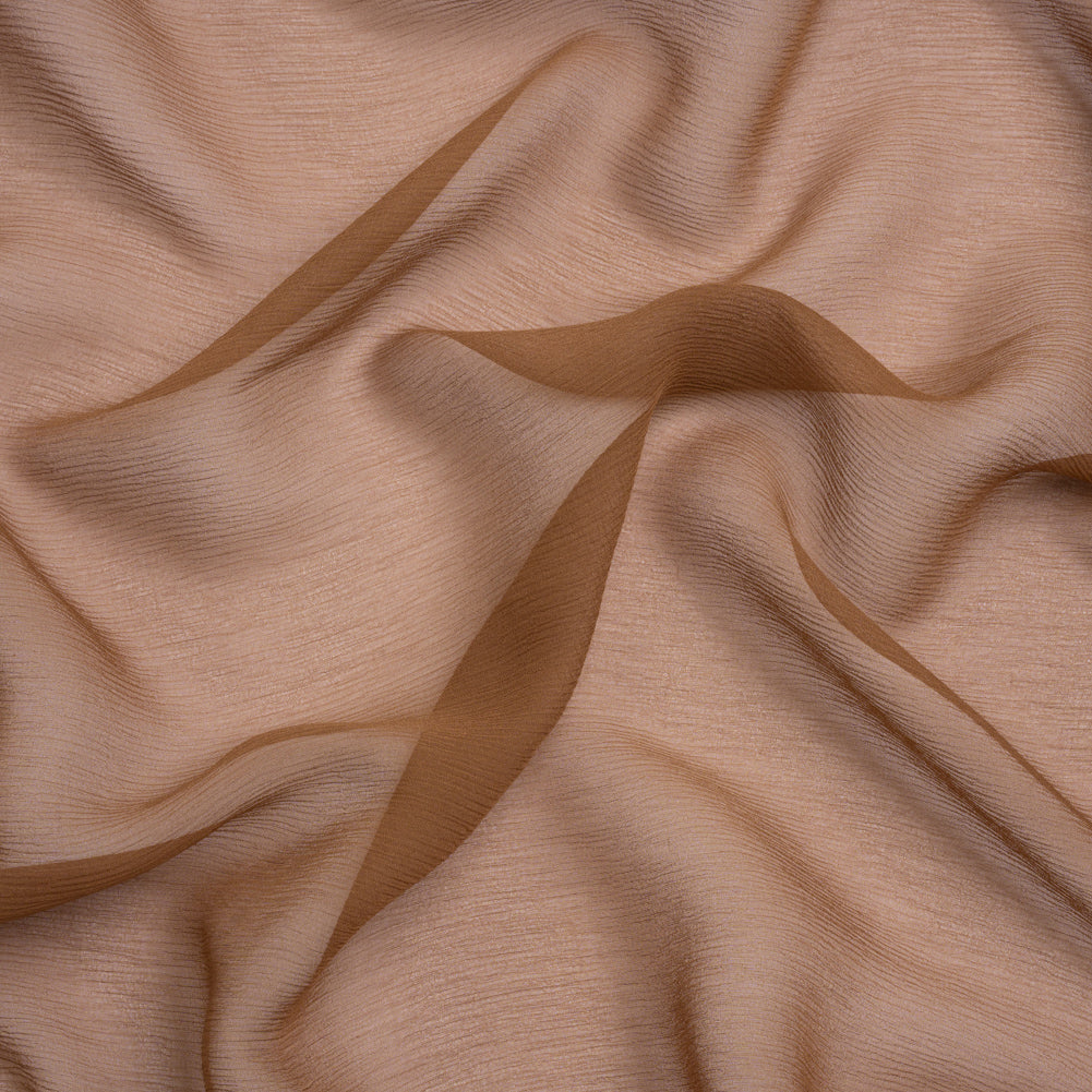 Crinkled Silk Chiffon - Light Brown - Premium Collection