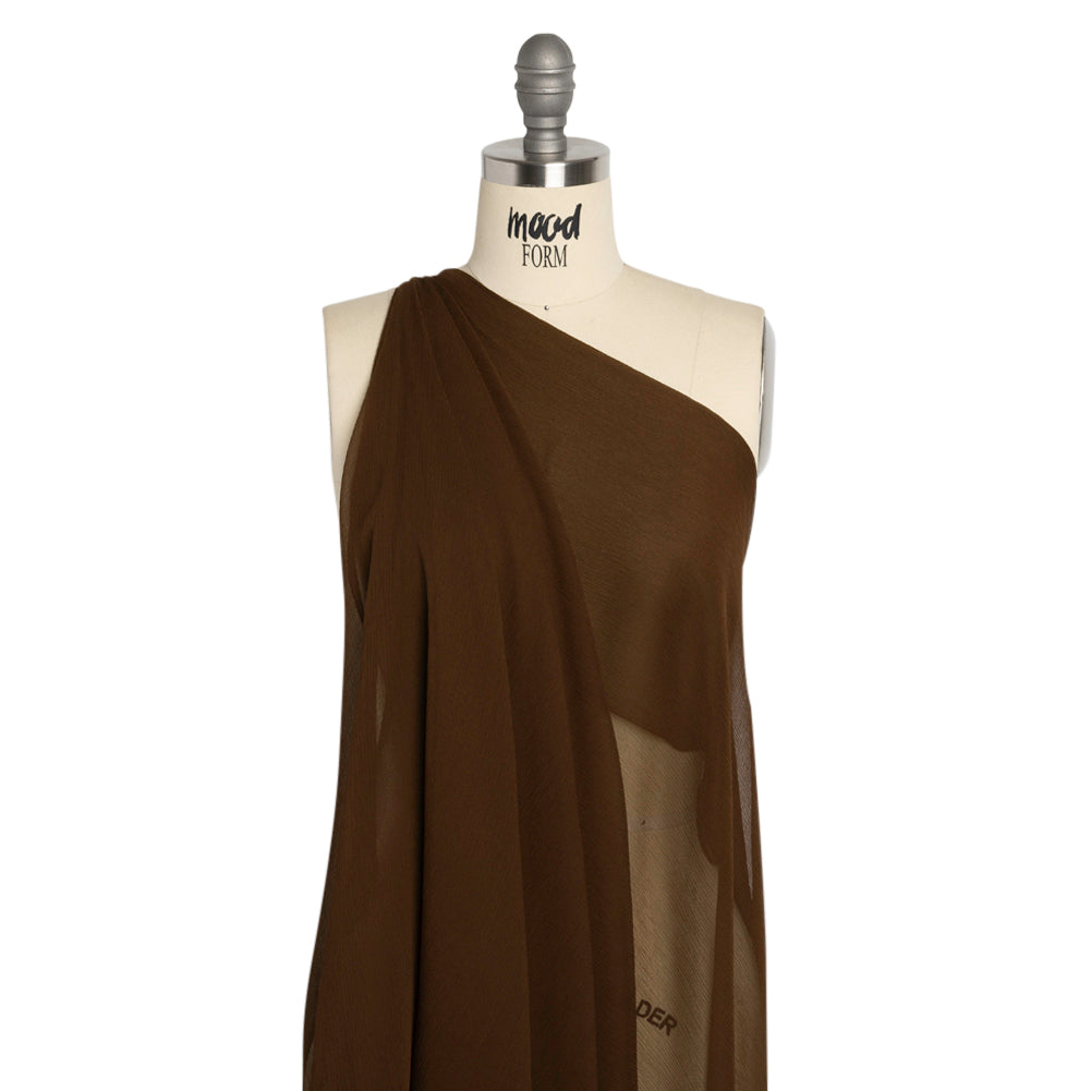 Crinkled Silk Chiffon - Chocolate - Premium Collection - Drape