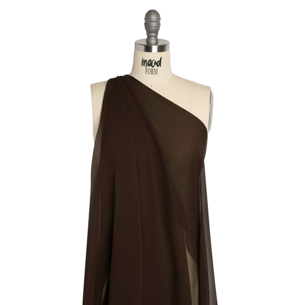 Crinkled Silk Chiffon - Dark Brown - Premium Collection Detail