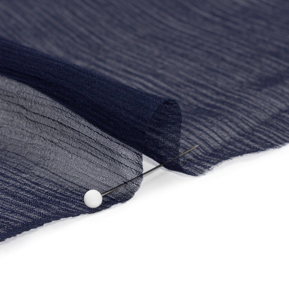 Crinkled Silk Chiffon - Navy - Premium Collection - Detail - Image 3 of 6