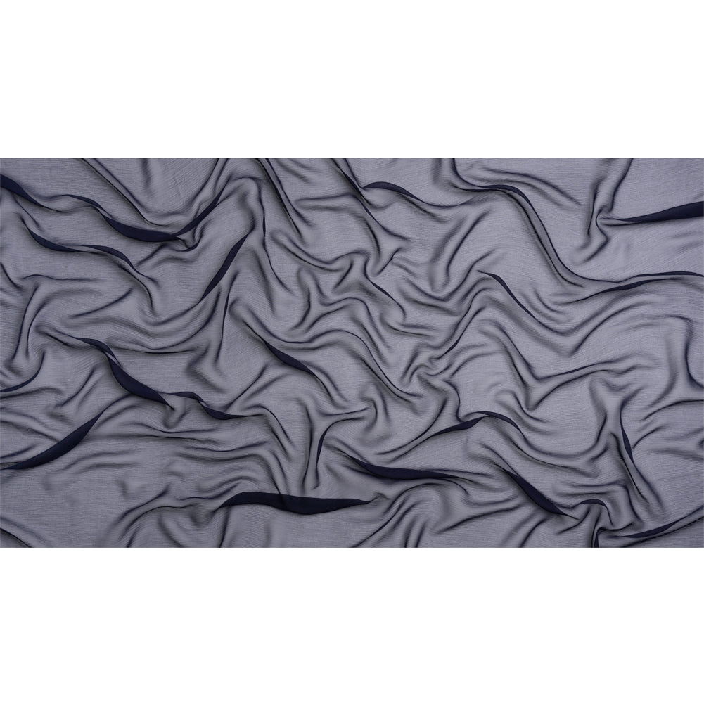 Crinkled Silk Chiffon - Navy - Premium Collection - Full