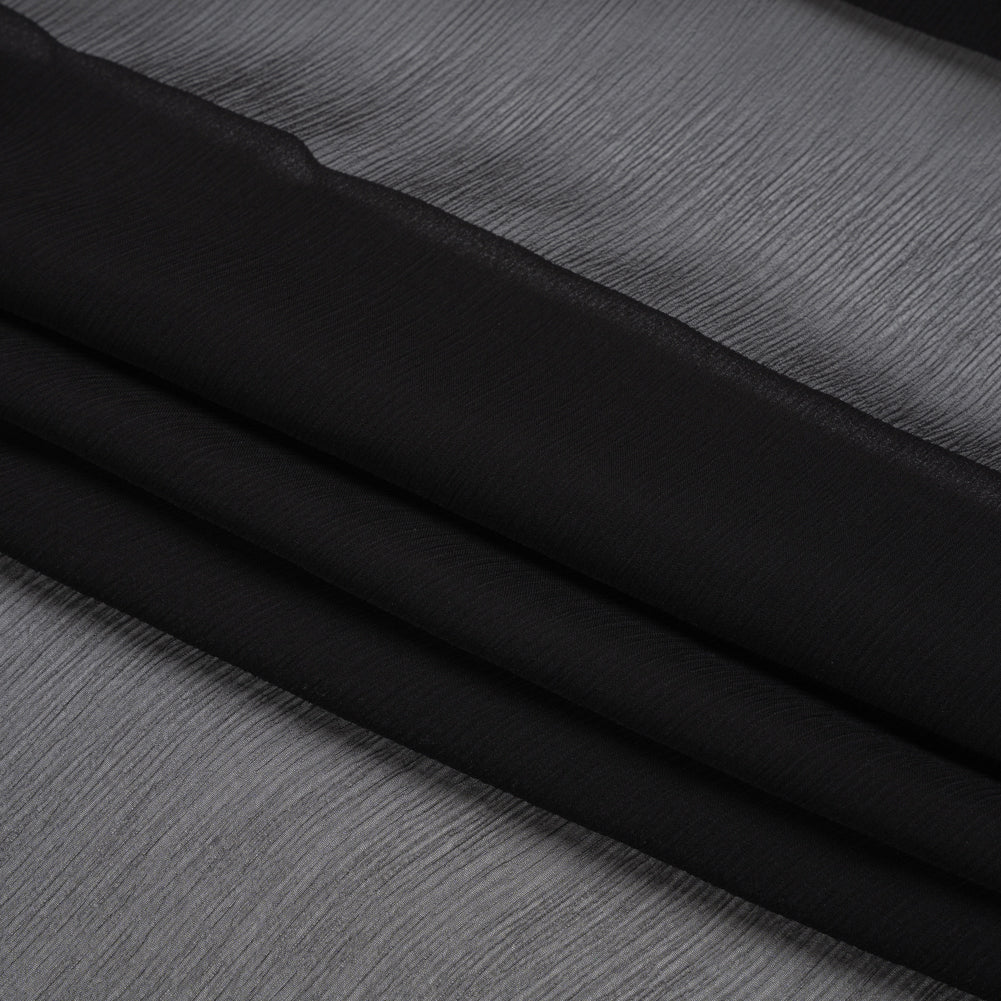 Crinkled Silk Chiffon - Black - Premium Collection - Folded