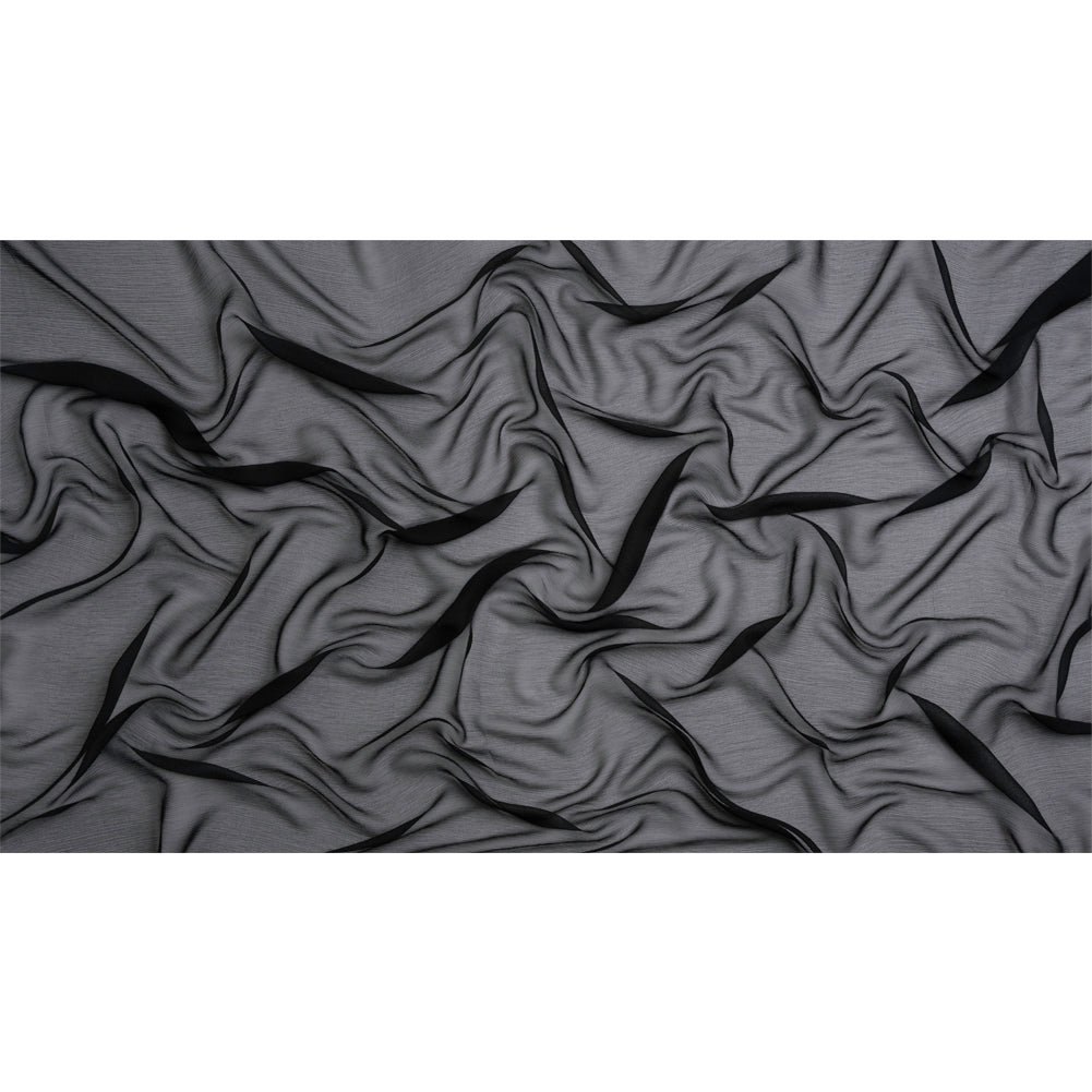 Crinkled Silk Chiffon - Black - Premium Collection - Full