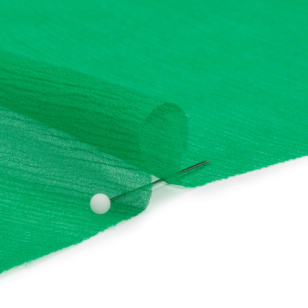 Crinkled Silk Chiffon - Kelly Green - Premium Collection - Detail