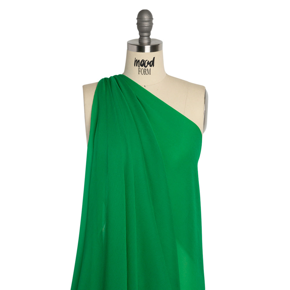 Crinkled Silk Chiffon - Kelly Green - Premium Collection - Drape