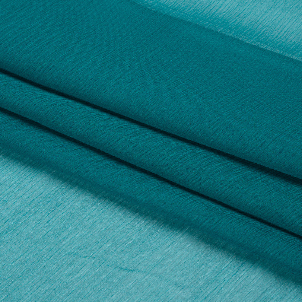 Crinkled Silk Chiffon - Deep Teal - Premium Collection - Folded