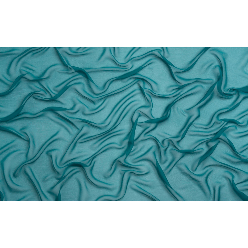 Crinkled Silk Chiffon - Deep Teal - Premium Collection - Full