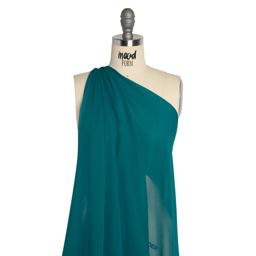 Crinkled Silk Chiffon - Deep Teal - Premium Collection - Drape