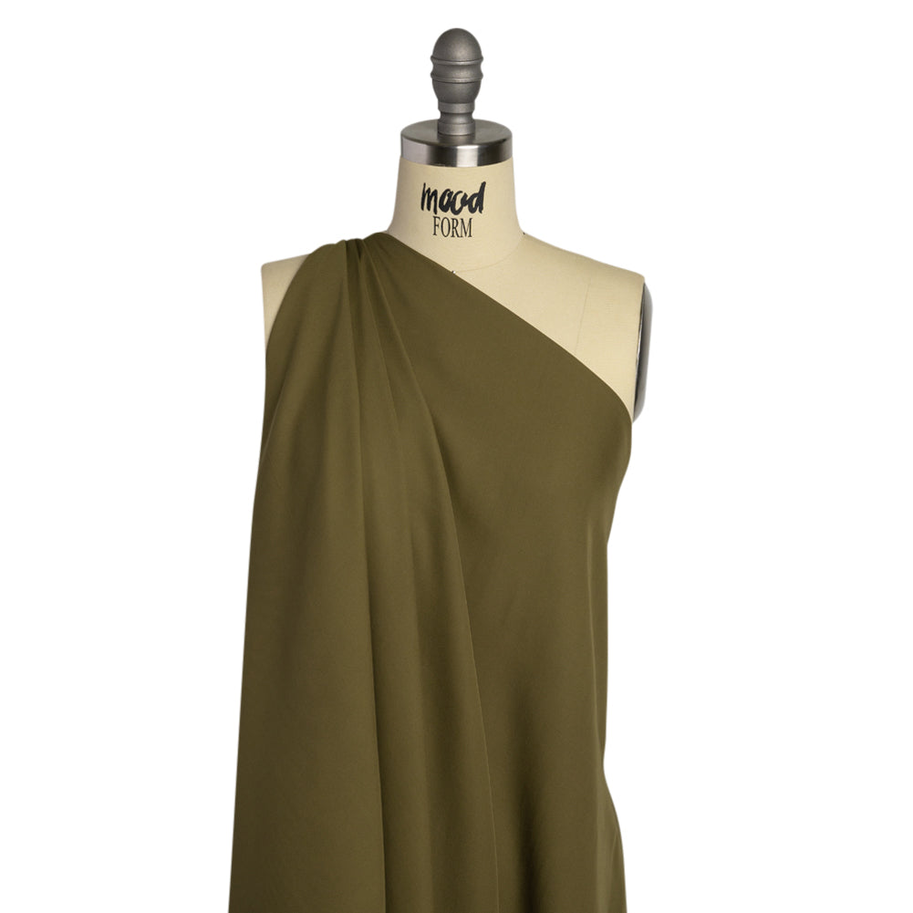 Silk Double Georgette - Olive Green - Premium Collection - Drape
