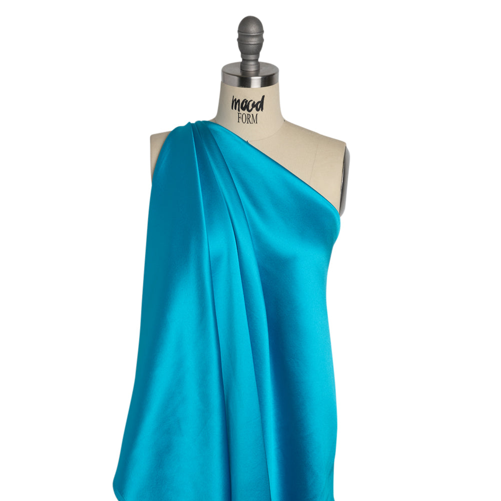 Silk Crepe Back Satin - Horizon Blue - Premium Collection - Drape