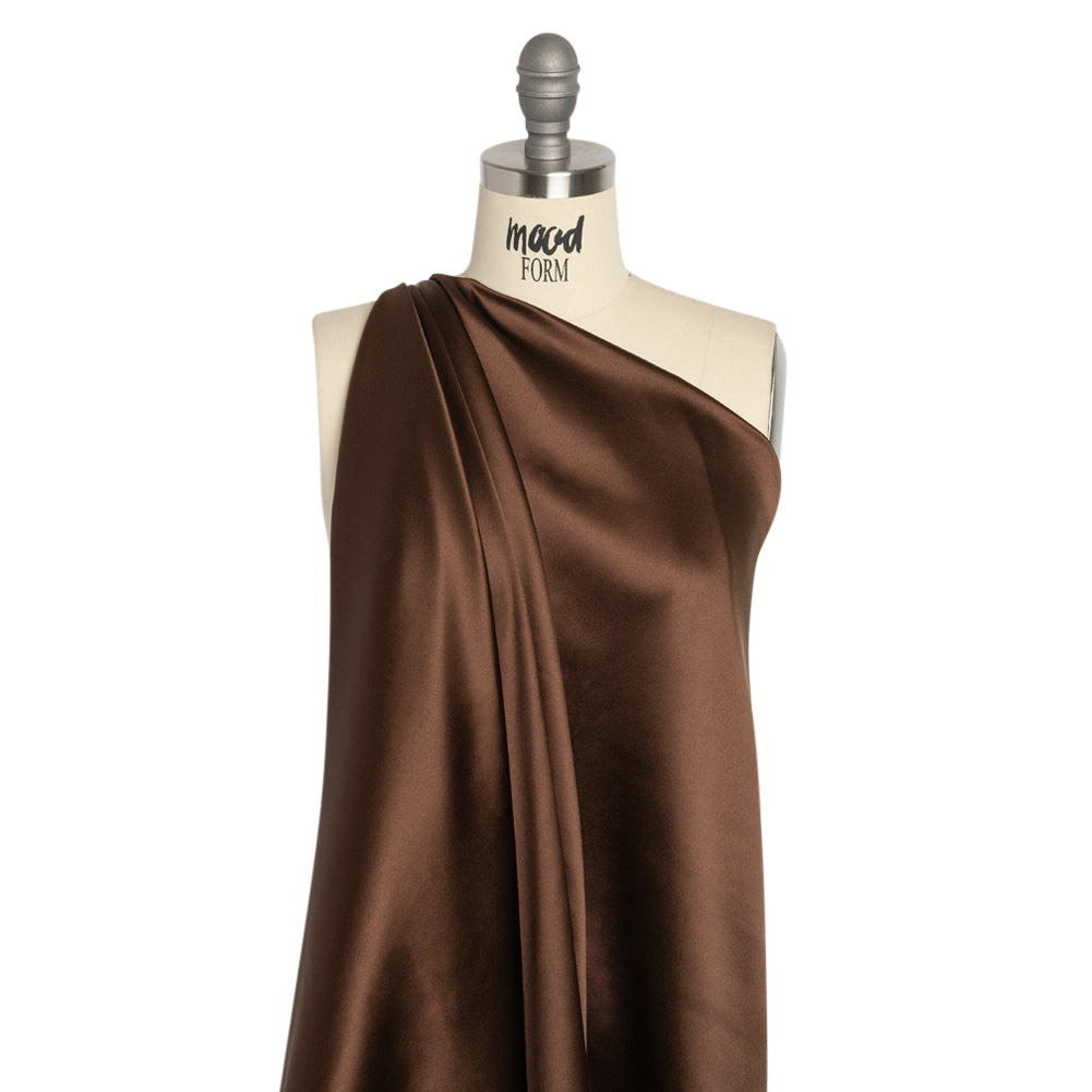 Silk Crepe Back Satin - Chocolate - Premium Collection - Drape