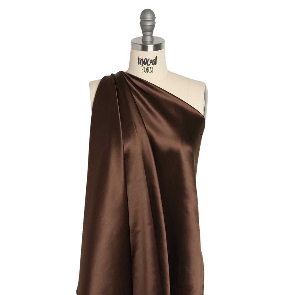 Silk Crepe Back Satin - Dark Brown - Premium Collection - Drape