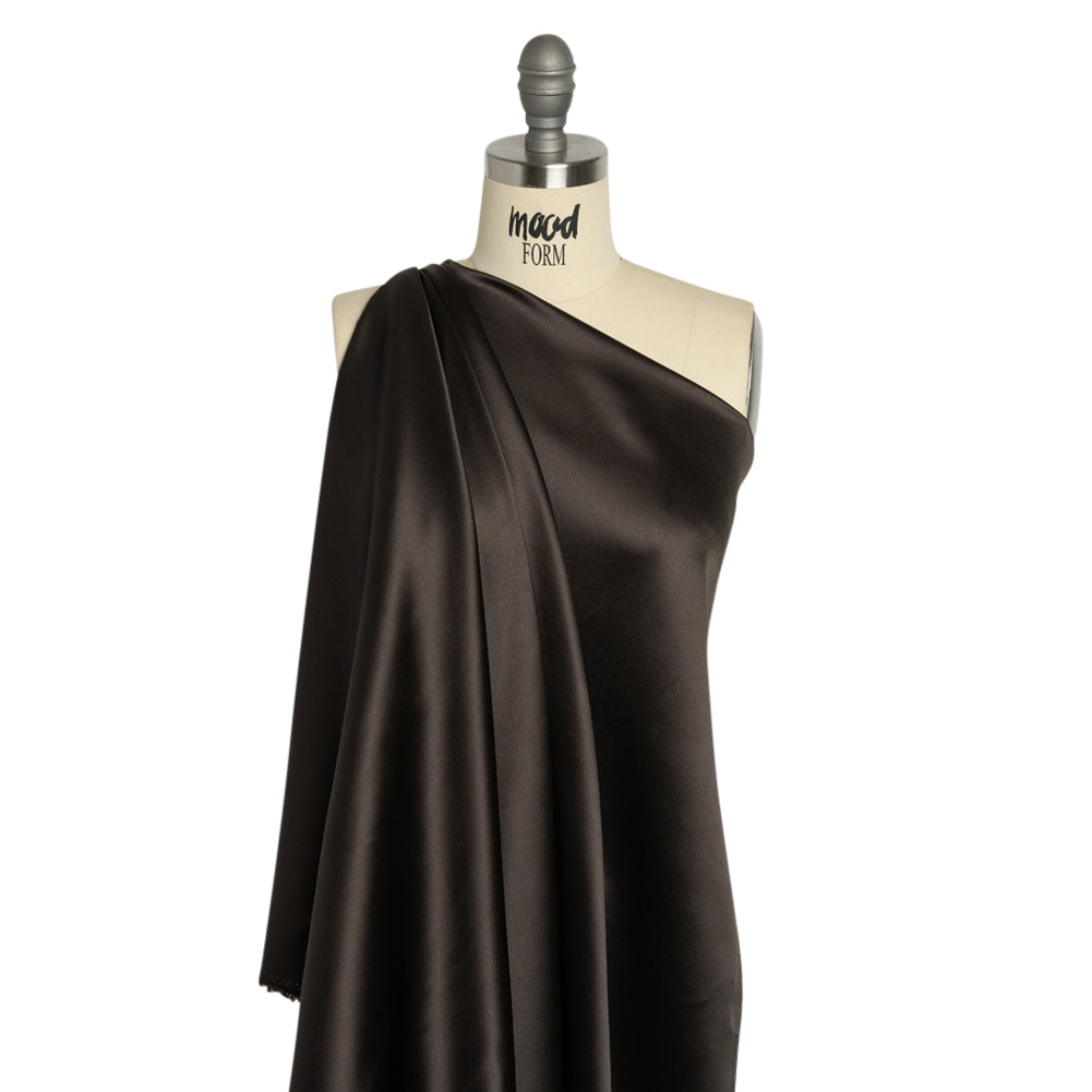 Silk Crepe Back Satin - Deep Charcoal - Premium Collection - Drape