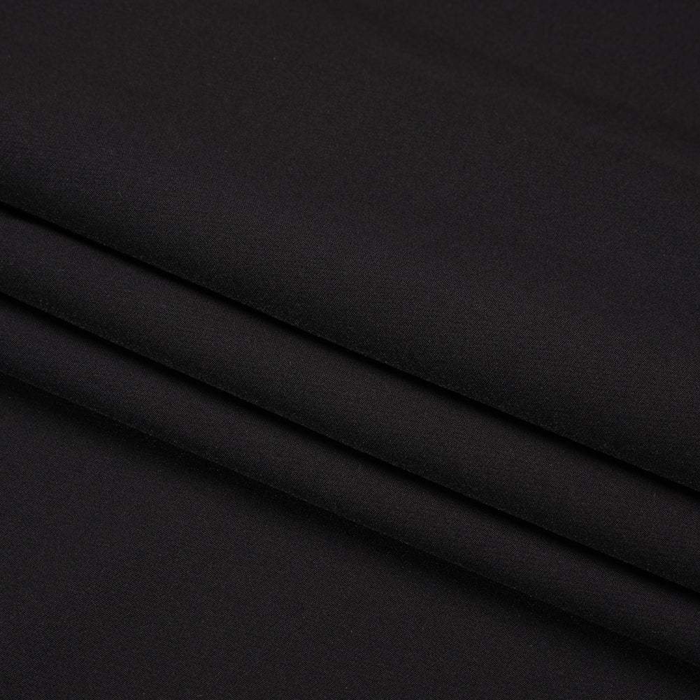 Stretch Recycled Polyester 4-Ply Crepe - Black - Premium Collection - Folded
