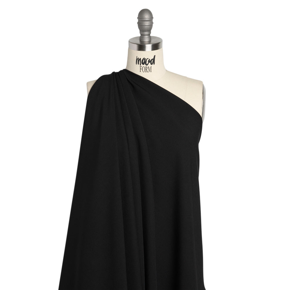 Stretch Recycled Polyester 4-Ply Crepe - Black - Premium Collection - Drape