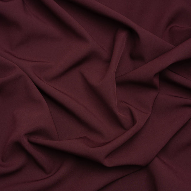 Stretch Recycled Polyester 4-Ply Crepe - Burgundy - Premium Collection