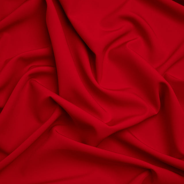 Stretch Recycled Polyester 4-Ply Crepe - Dark Red - Premium Collection