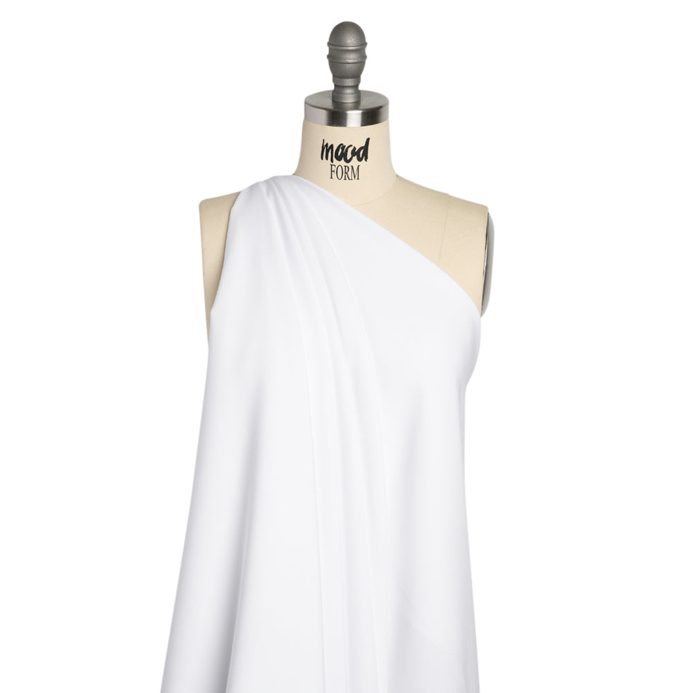 Stretch Recycled Polyester 4-Ply Crepe - White - Premium Collection - Drape