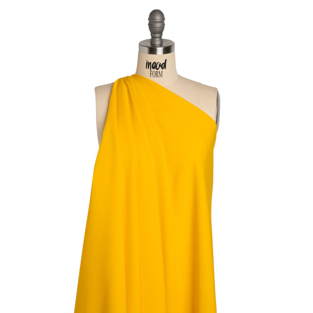 Stretch Recycled Polyester 4-Ply Crepe - Yellow - Premium Collection - Drape