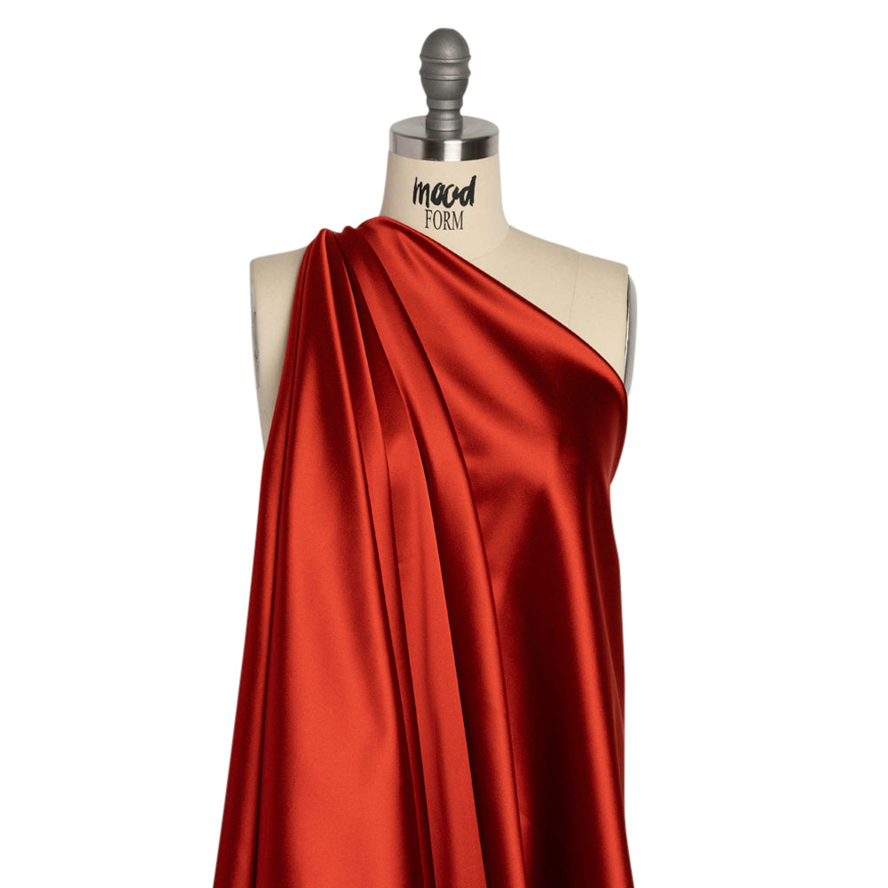 Stretch Satin Made in Italy - Ladybug with Black Backing - Premium Collection - Drape