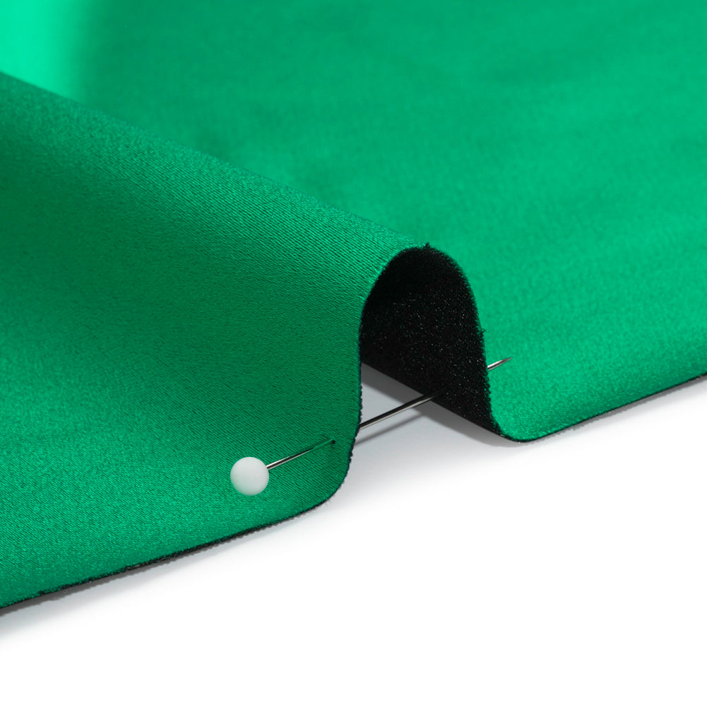 Stretch Satin Made in Italy - Kelly Green with Black Backing - Premium Collection - Detail