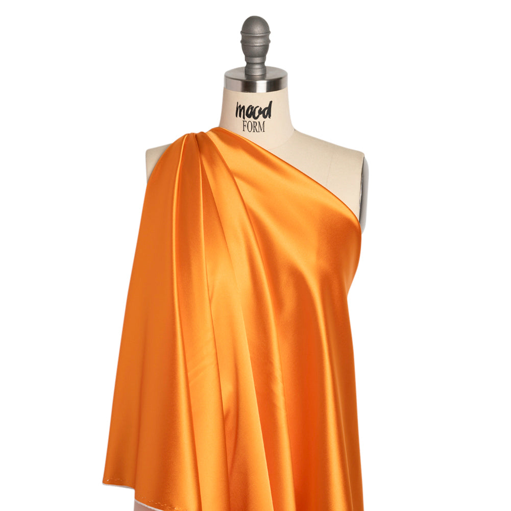 Stretch Satin Made in Italy - Orange with Peach Backing - Premium Collection - Drape