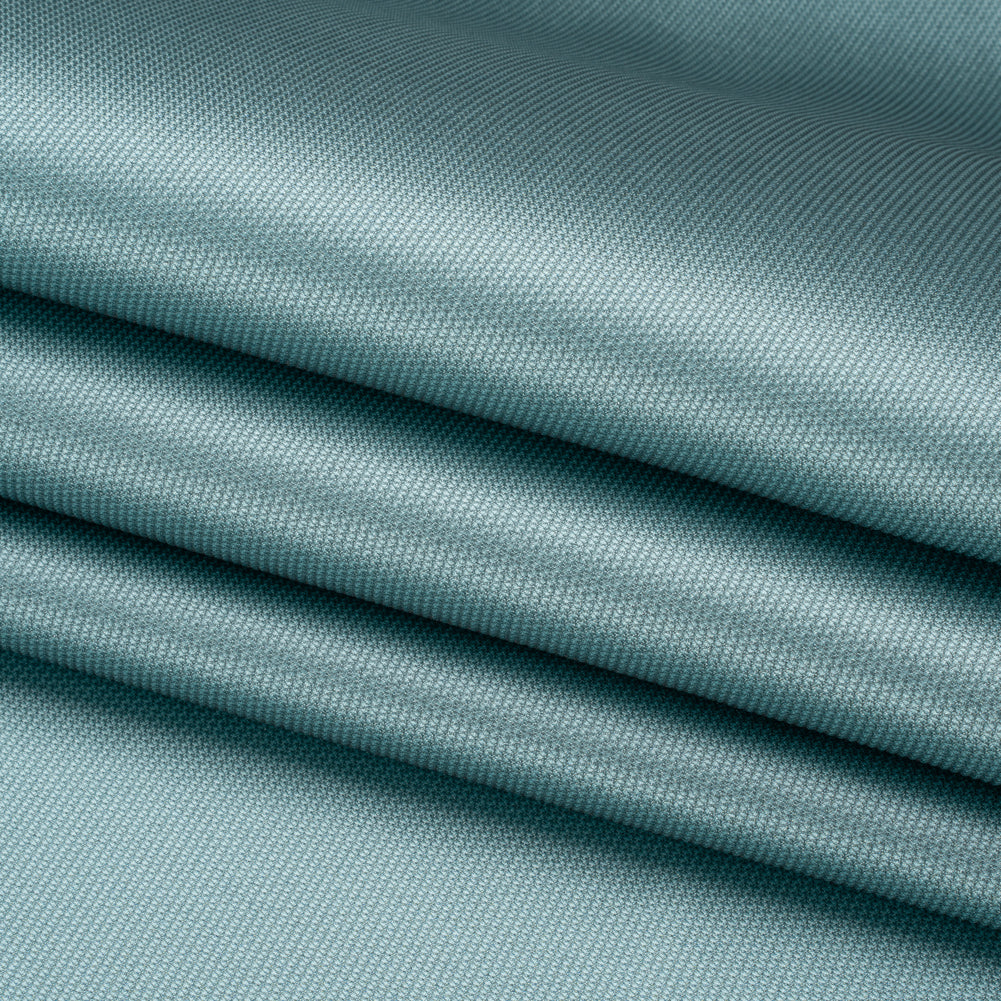 Polyester and Silk Mikado Pique Made in Italy - Cameo Blue - Premium Collection - Folded