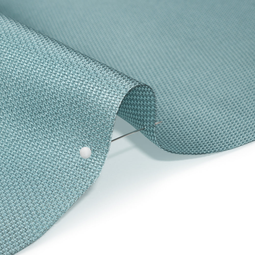 Polyester and Silk Mikado Pique Made in Italy - Cameo Blue - Premium Collection - Detail