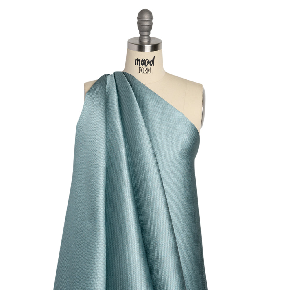 Polyester and Silk Mikado Pique Made in Italy - Cameo Blue - Premium Collection - Drape