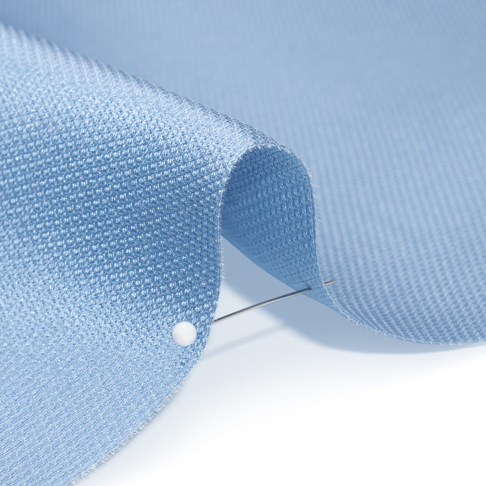 Polyester and Silk Mikado Pique Made in Italy - Placid Blue - Premium Collection - Detail