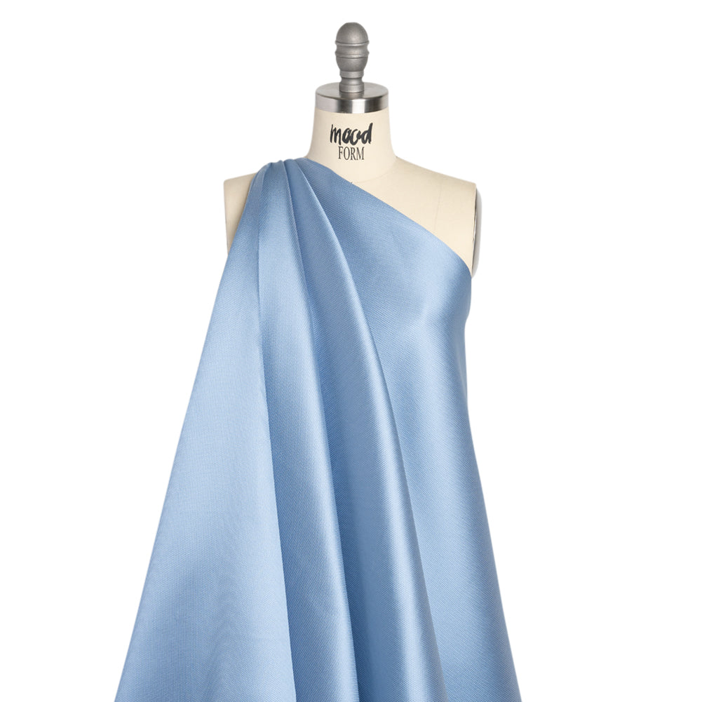 Polyester and Silk Mikado Pique Made in Italy - Placid Blue - Premium Collection - Drape