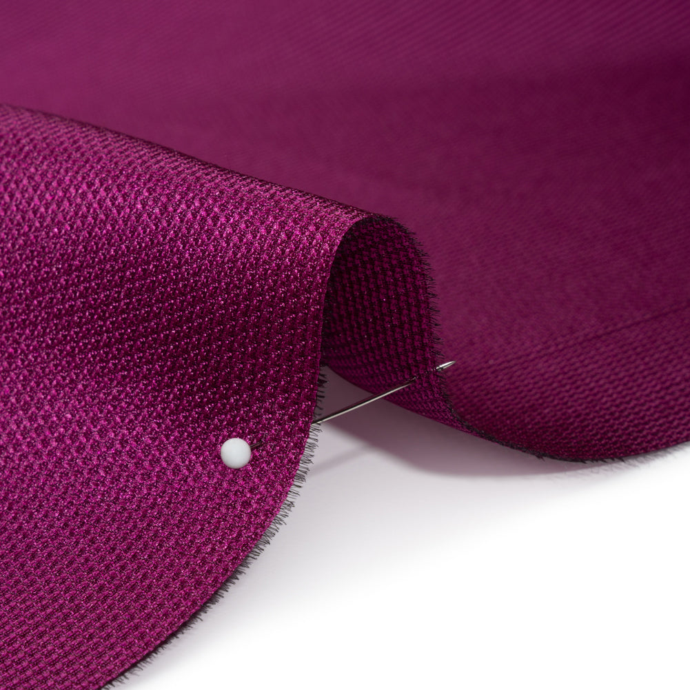 Polyester and Silk Mikado Pique Made in Italy - Purple Wine - Premium Collection - Detail