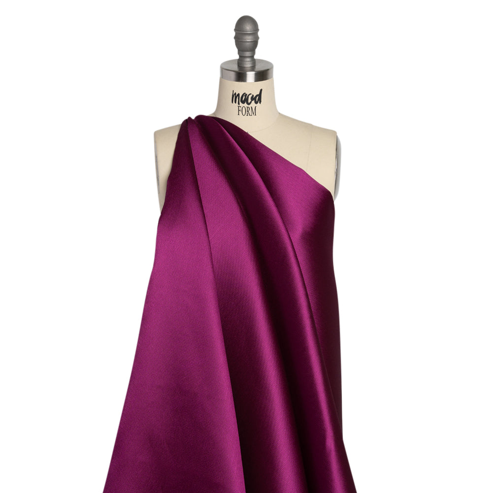 Polyester and Silk Mikado Pique Made in Italy - Purple Wine - Premium Collection - Drape
