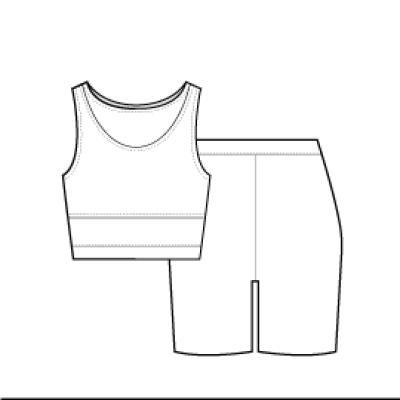 A drawing of a women ' s tank top and shorts