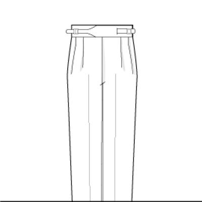 A drawing of a pair of pants with a zipper on the side