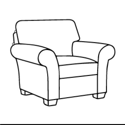 A drawing of a chair with a pillow on it