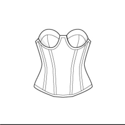 A drawing of a corset with glasses on it