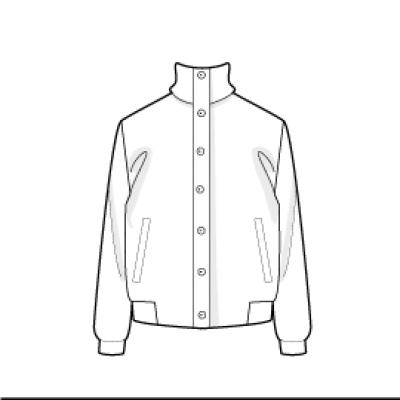 A white jacket with a collar and buttons on the front