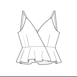 A drawing of a top with a ruffled skirt