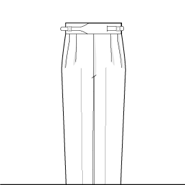 A drawing of a pair of pants with a zipper on the side