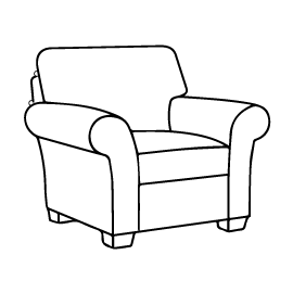 A drawing of a chair with a pillow on it