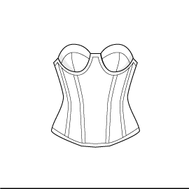 A drawing of a corset with glasses on it