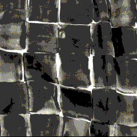 A black and white photo of a wall of squares