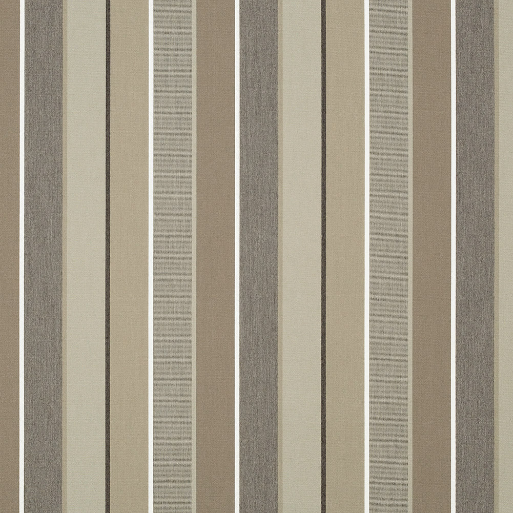 Milano Upholstery Woven by Sunbrella - Char Gray and Beige Stripes