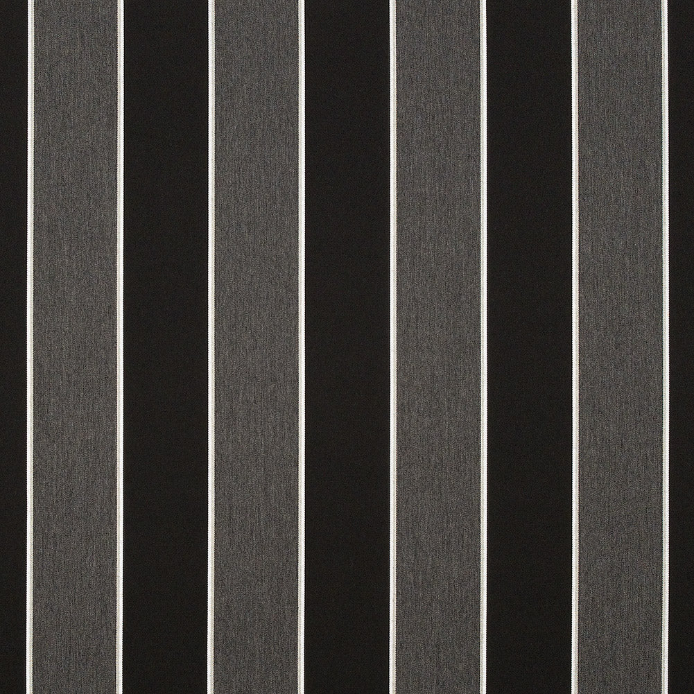 Peyton Upholstery Woven by Sunbrella - Granite Gray and Black Awning Stripes