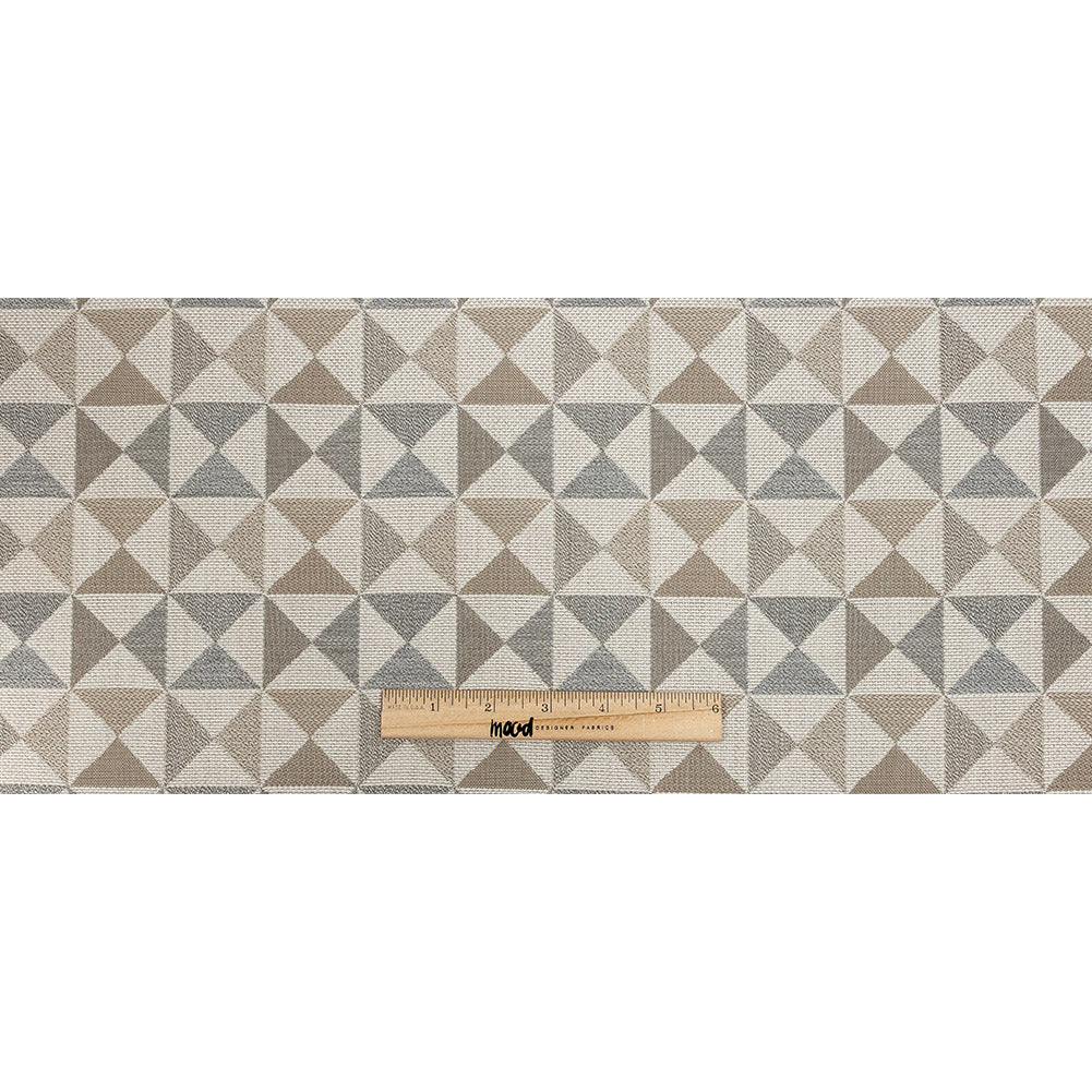 Array Upholstery Woven by Sunbrella - Dune Beige and Gray Geometric Full