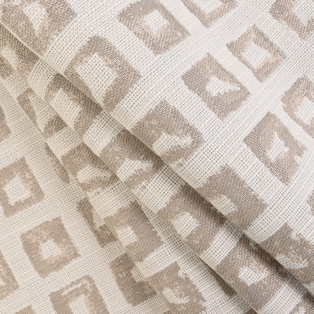 Kindle Jacquard by Sunbrella - Silk Beige Organic Squares Folded