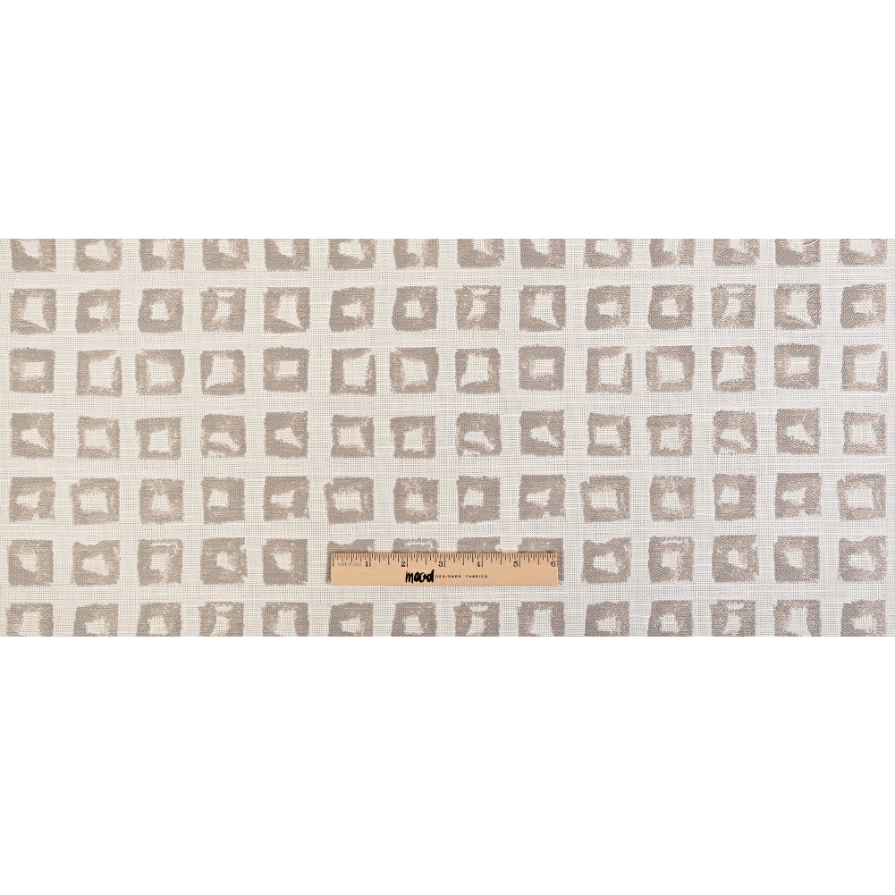 Kindle Jacquard by Sunbrella - Silk Beige Organic Squares Full