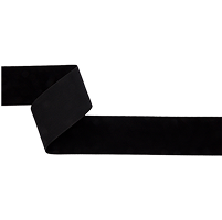 A close up of a black ribbon on a white background
